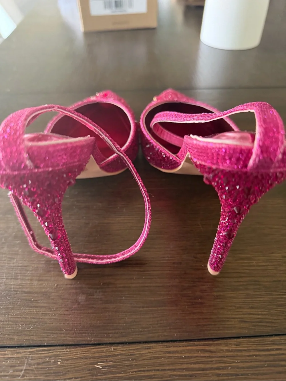 Fashion Nova Fuchsia Crystal Pointed Slingback Heels